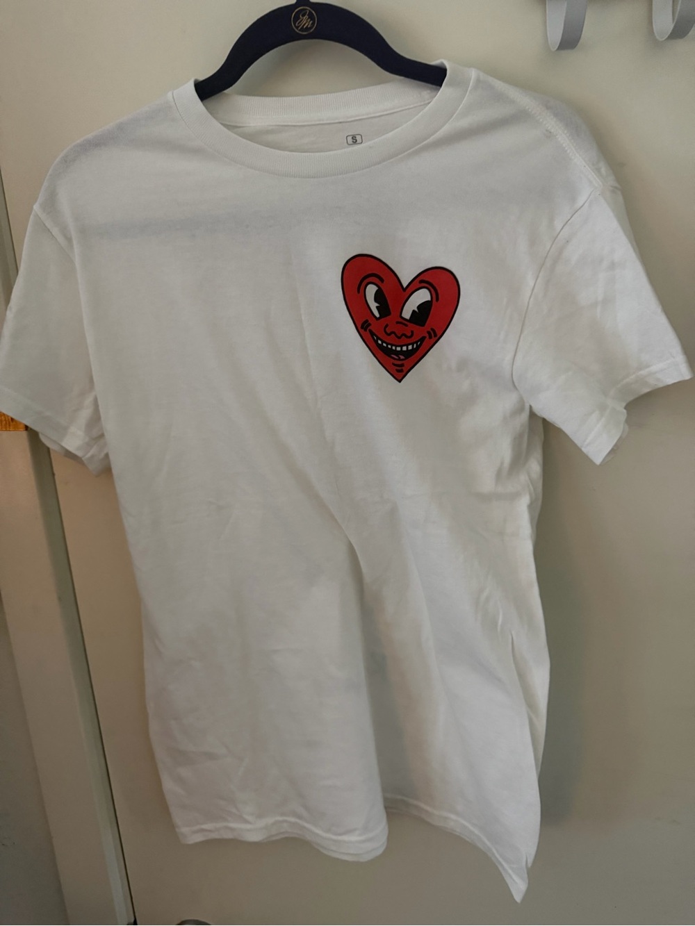 Kids White Short Sleeve Tee with Playful Red Heart Graphic